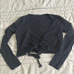 BRANDY MELVILLE Black Tie-Front Top